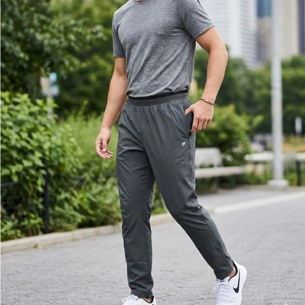 Fabletics Men's Charcoal Performance Joggers - Lightweight Active Sweatpants